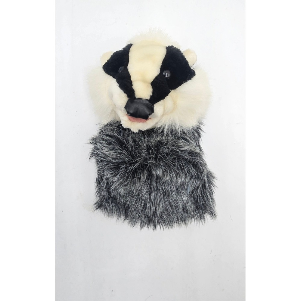 Folkmanis Little Badger Hand Puppet Realistic Plush Grey Black White Rare HTF